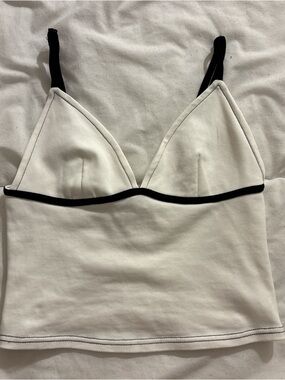 PacSun White Bralette Tank with Black Trim